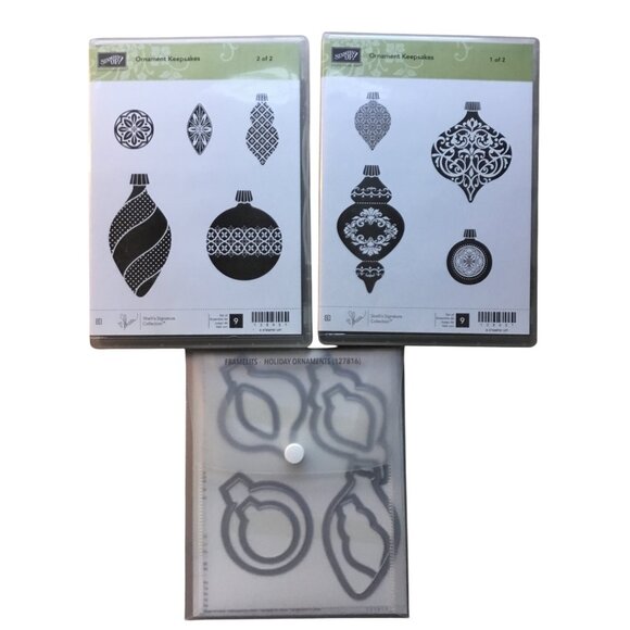 Stampin Up! Ornament Keepsakes Cling Stamps & Holiday Ornaments Framelits - Picture 1 of 9